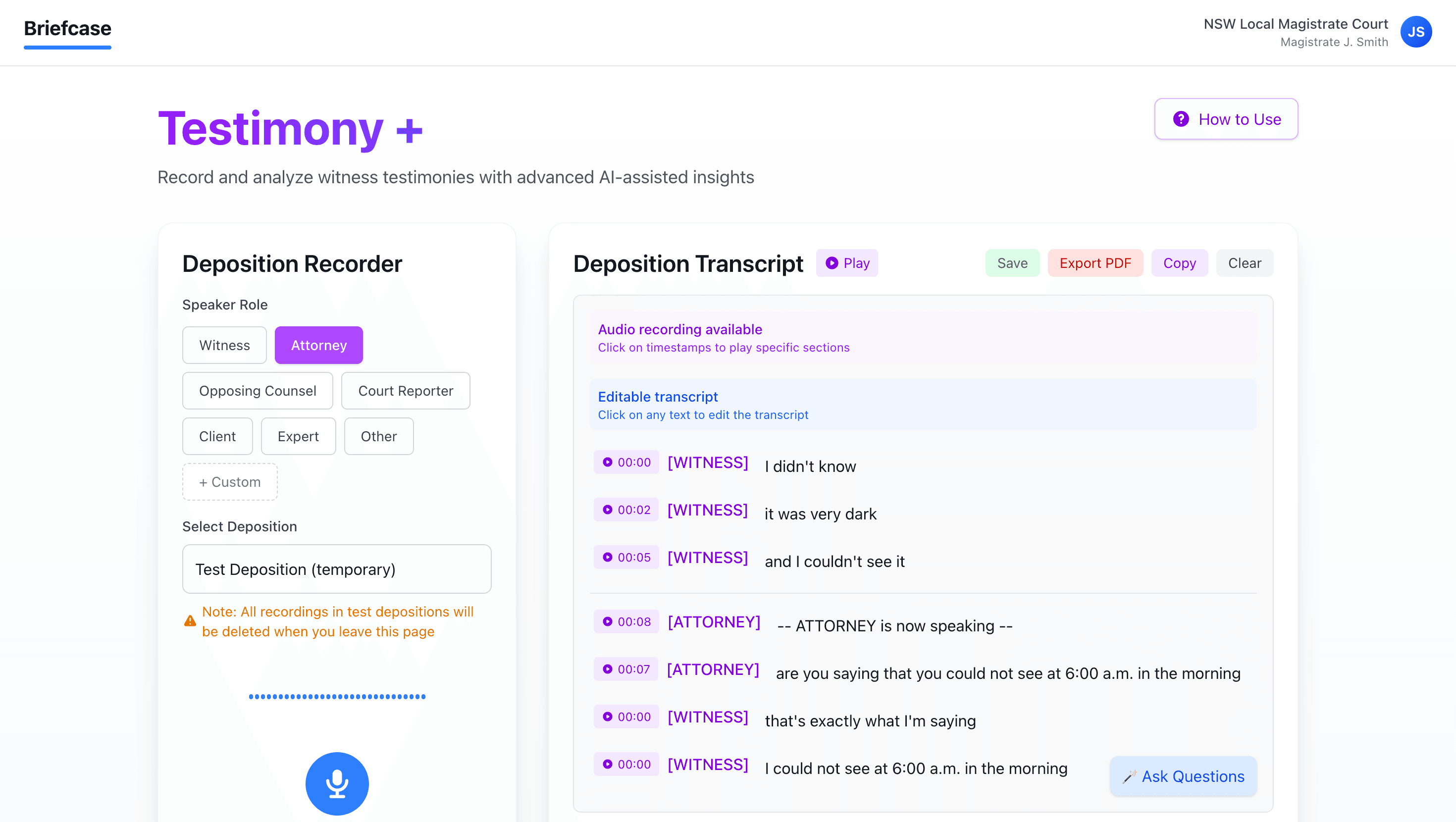 Briefcase application interface